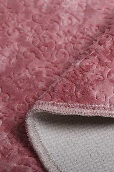 Bonny Home Nova Pembe Spor Saçaklı Mutfak Halısı Leke Tutmaz Yıkanabilir Oda Koridor Halı Yolluk