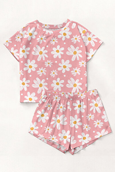 PEMBİŞ HOMEWEAR Short Sleeve Shorts Pajama Set HelloSpring Supersoft Basic Si...