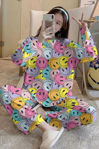 PEMBİŞ HOMEWEAR Uzun Kollu Pijama Takımı SmileRenk SuperSoft Basic Suprem