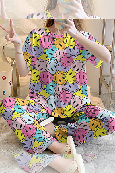 PEMBİŞ HOMEWEAR Σετ πιτζάμες με κοντό μανίκι SmileColorful Supersoft Basic Μο...