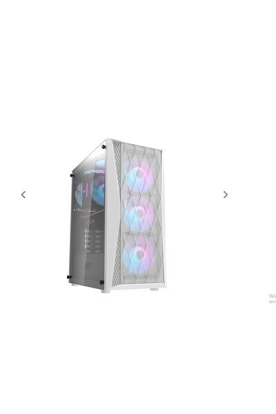 ZOKKA Zoko Melody White 4x12 CM Fanlı Temperli Cam Mesh Panel Beyaz Bilgisaya...