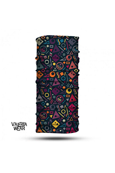 Vwear هندسية منقوشة طوق الرقبة برتقالي باف باندانا عقال