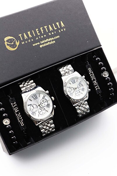 Northwatch Kişiye Özel Kutulu Çift Saati, Çift Bileklik, Sevgili Kombini, Saa...