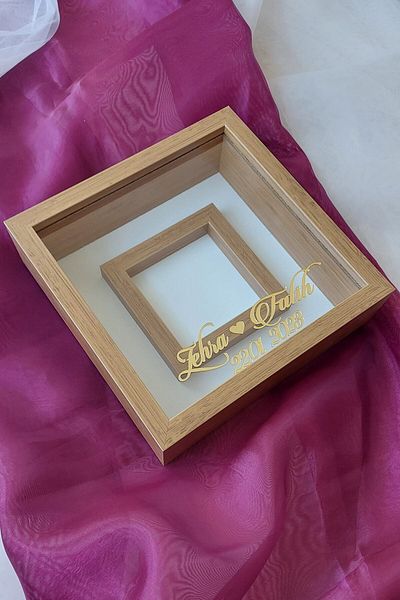 Verda Çerçeve Rama de memorie Verda din bambus 25x25 cm cu sectiune foto - Rama de memorie cu adâncime de 6 cm