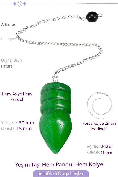 Tesbih Atölyesi Certified Nephrite Jade Stone Pandula Pendulum Both Pandules - Both Necklace