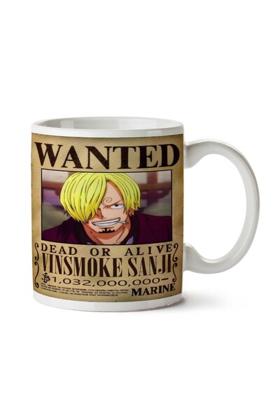 ART HEDİYE Wanted Vinsmoke Sanji Anime Wanted Two Side Printed Mug Cup