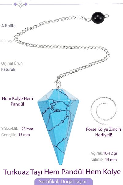 Tesbih Atölyesi Certified Turquoise Stone Pandula Pendulum Both Pandula - Both Necklace