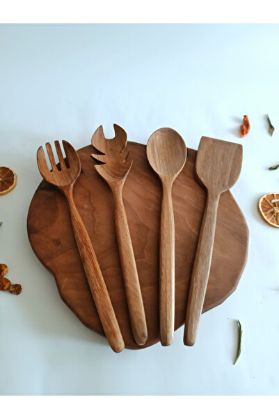 Artful Wooden Board Serving, Presentation, Dinner Spoon Spatula and Salad Ser...
