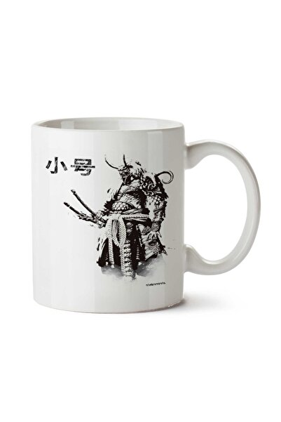 ART HEDİYE كوب ساموراي أبيض وأسود مطبوع على الجانبين