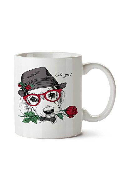 ART HEDİYE كوب كلب رومانسي مطبوع على الجانبين