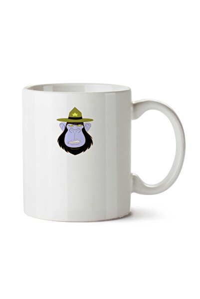 ART HEDİYE كوب مع قبعة غوريلا صغيرة مطبوعة على الجانبين