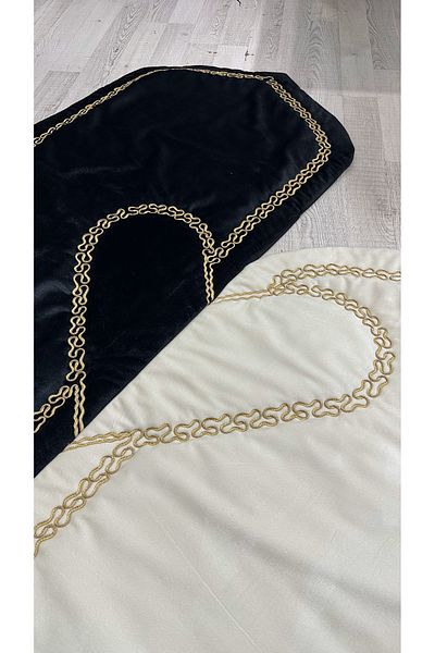 KARDE ÇEYİZ Heart Prayer Rug - Heart Prayer Rug - Paired Heart Prayer Rug Set - With Pearl Prayer Beads Gift - SAPPHIRE