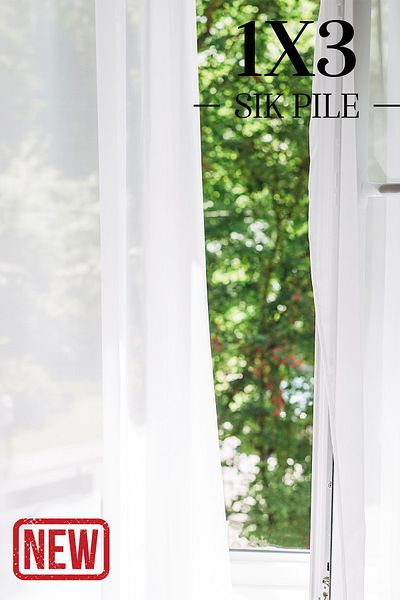 Filamente Iron-free Top Quality Plain Tulle Curtain Ecru, Slanted 1x3 Tight Pleat