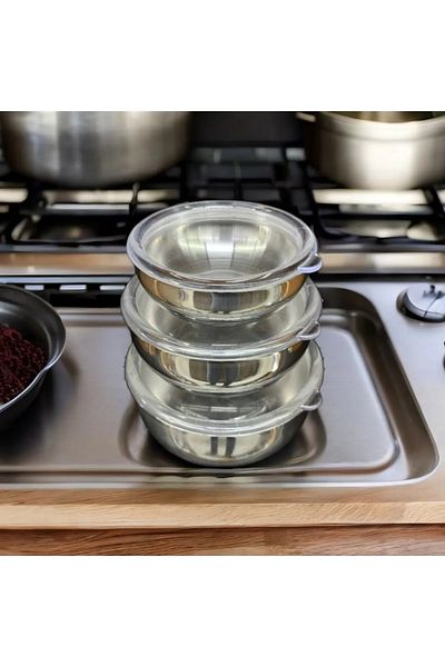 Evse Güven 3-Piece Storage Container Steel Mixer Set