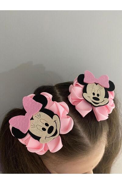 Stil Tasarım Toka Pembe Minnie Mouse 2 li toka