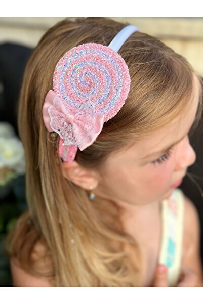 QUEEN AKSESUAR Lüks moda dev simli lolipop şeker fiyonklu taç kadın çocuk tac...