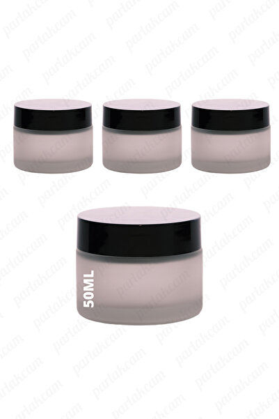 parlakcam 50ml Buzlu Renk Krem Kavanozu Cam Krem Kutusu Siyah Renk Koruma Kap...