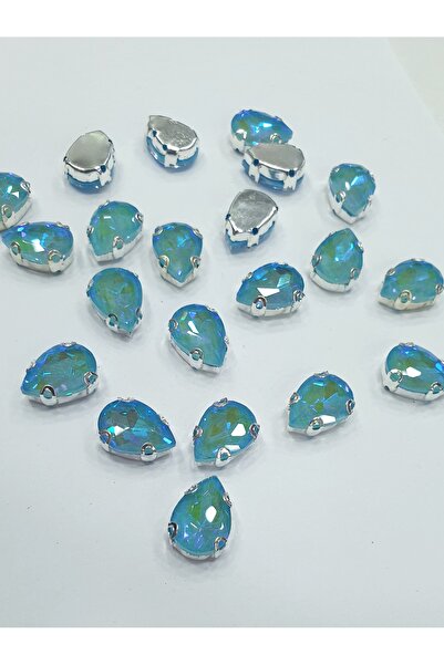 CRYSTALSHOP Casa Stone - Aqua AB - Picătură 10*14 mm (50 bucăți)