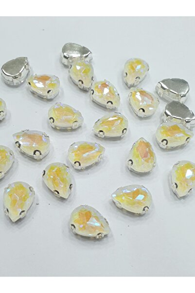 CRYSTALSHOP Kamen u kućištu - Opal AB - Kaplja 10*14 mm (50 komada)