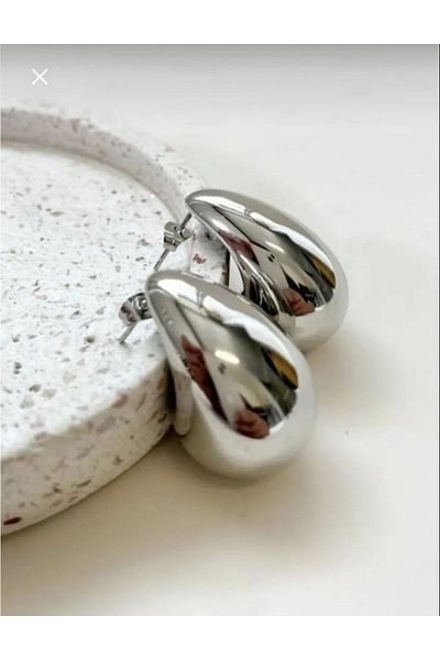 Niceboutique Silver Oversized Drop Earrings
