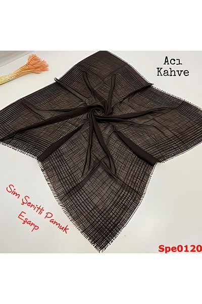 Melodi Scarf Eșarfă de culoare solidă cu dungi argintii pentru femei, pânză de brânză, cu scris maro amar