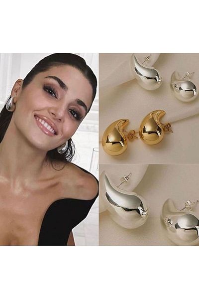 Niceboutique Silver Oversized Drop Earrings