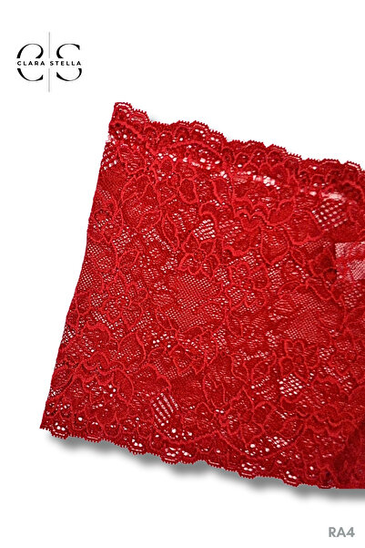 Clara Stella Luminique Charme Kırmızı Dantelli Tekli Şort Boxer Hipster Külot Seti