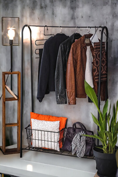 boz concept home Metal 1 Raflı Metal Ayaklı Portmanto Ve Raflı Konfeksiyon As...