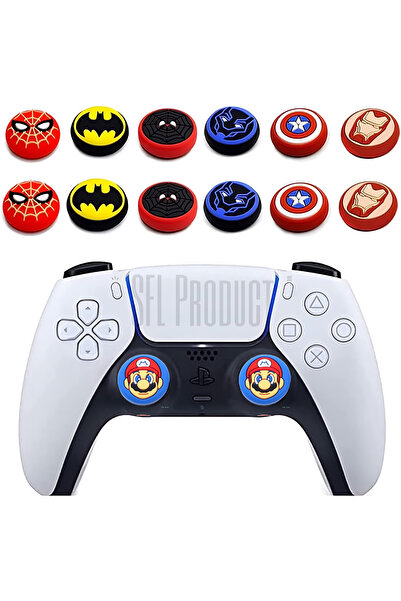 SFL Product 4 lü Paket Desenli Analog Gamepad Analog Koruyucu 4 Adet PS5/PS4/PS3/Xbox One/360-S-X/N-Switch