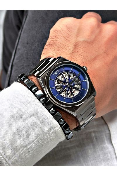 Fiesta Smoke Color Automatic Business Steel Luxury Men's Wrist Watch + BRACELET GIFT