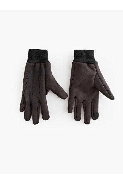 LC Waikiki Lcw Accessories Embroidered Men's Suede Gloves