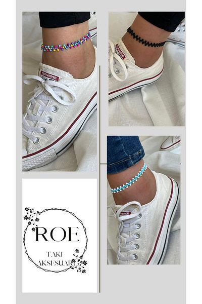 Roe takı aksesuar Women's Anklet Set of 3 Anklet Zigzag Anklet Set