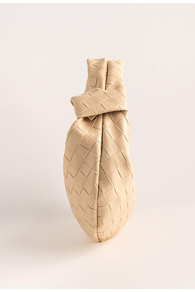 LORENZ BAG Women's Cream Knit Detailed Mini Jordie Handbag