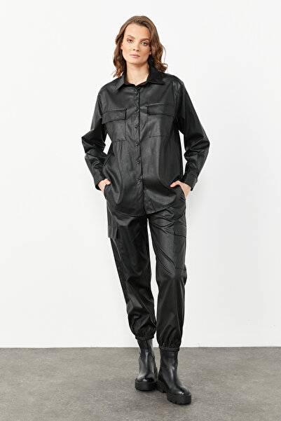 PAULMARK Δερμάτινο παντελόνι