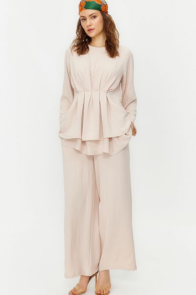 Trendyol Modest Aerobin szőtt tunika és nadrág szett - Stone Shir TCTSS24US00009