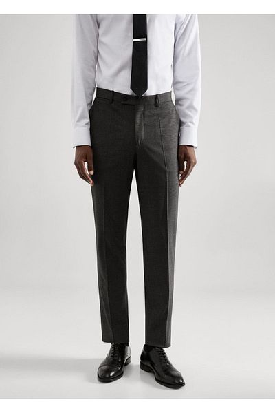 MANGO Man Přiléhavé vlněné kalhoty Houndstooth