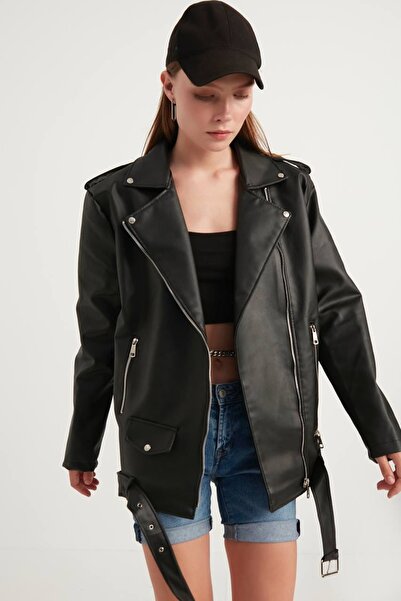 Ekim Store Jachetă de piele oversize Boyfriend