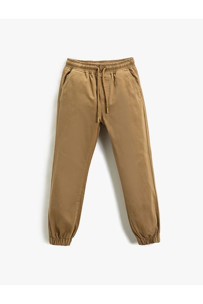 Koton Basic Chino Jogger Kalhoty se zavazováním v pase Bavlněná kapsa