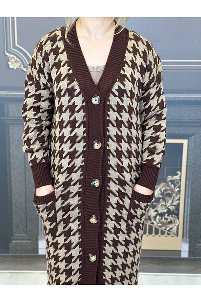 Yeşilmoda tissue long hirka thick with twill