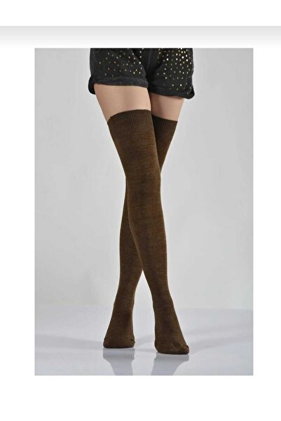Sayıl Çorap Kadın Kahverengi Diz Üstü Çorap