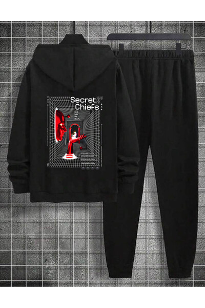 donamod Hanorac supradimensionat unisex cu glugă cu design Secret Chiefe