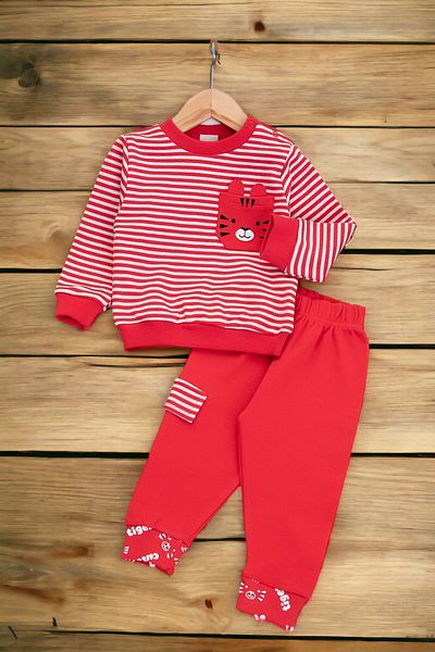 VEGAMOD BABY BOY STRIPED LION POCKET INTERLOCK FABRIC SEASONAL SET