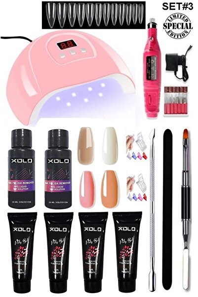 xolo 54 Parça Evde Poli jel Yapma Seti Poligel Kalıcı Oje Tırnak Yapma Trend Renkler