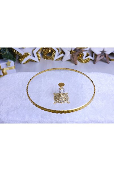 Elta Collection 2 li Paşabahçe Metal Ayaklı Yaldızlı Kek Fanus ve Pasta Standı Sunumluk