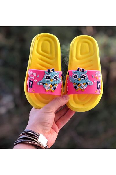 Pandalina Girl's Pool Beach Slippers Owl Figured Non-Slip Sole Light Slippers