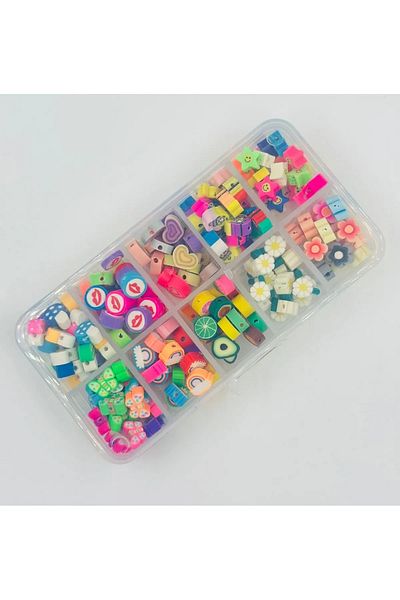 Hobimos Σύνολο 100 τεμαχίων Fimo Beads σε κουτί με χάντρες με 10 θήκες