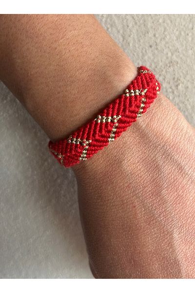 Black Beads Accessory Flame Macrame Bracelet