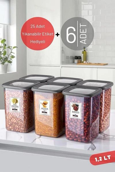 Open Home Concept 6 Pieces 1200 ml Economical Unbreakable Anthracite Storage Container