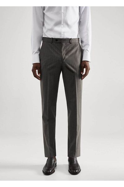 MANGO Man Slim Fit Thin Striped Wool Kumaaş Trousers