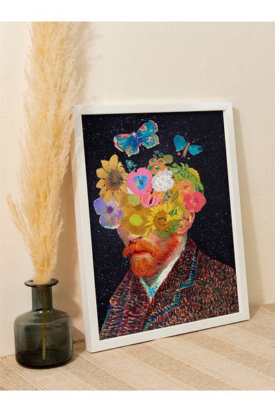 Hiruko Tasarım Atölyesi Ξύλινος Πίνακας Van Gogh Flower Show Διακοσμητικός Πίνακας Premium Πίνακας με κορνίζα